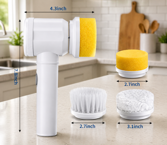 Electric cleaning Spin scrubber With Multiple Replaceable Heads