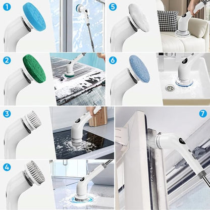9 in 1 Electric Spin Scrubber,Cleaning Brush